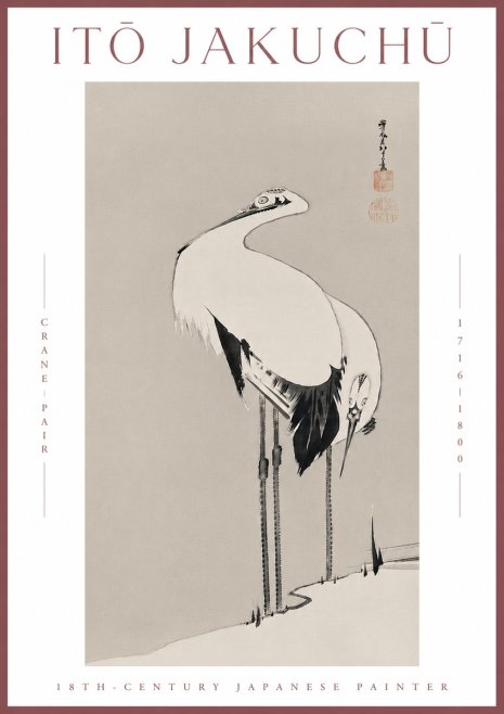 Itō Jakuchū Crane Pair No7 - Affiche