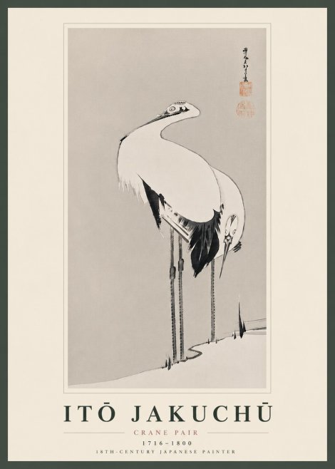 Itō Jakuchū Crane Pair No8 - Affiche