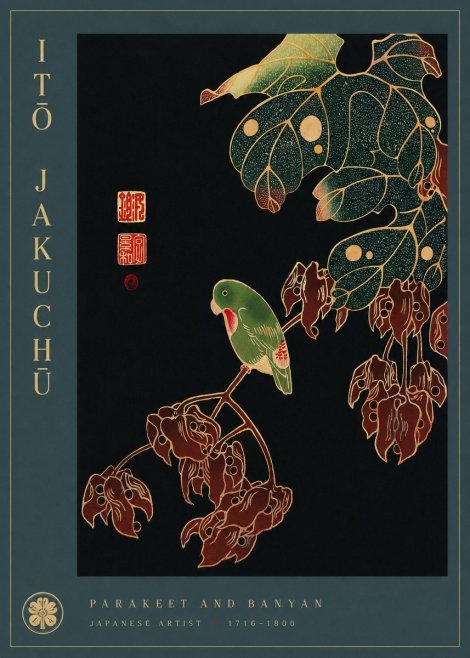 Itō Jakuchū Parakeet and Banyan No4 - Affiche