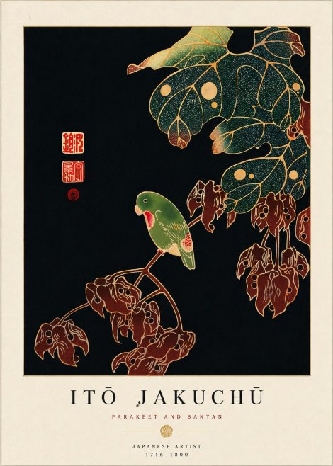 Itō Jakuchū Parakeet and Banyan No5 - Affiche