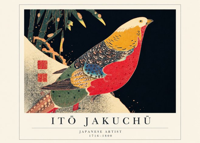 Itō Jakuchū Golden Pheasant and Bamboo No1 - Affiche
