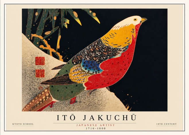 Itō Jakuchū Golden Pheasant and Bamboo No3 - Affiche
