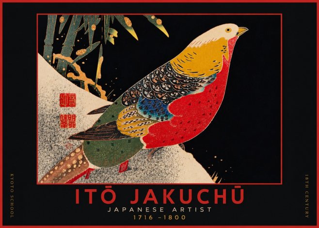 Itō Jakuchū Golden Pheasant and Bamboo No4 - Affiche
