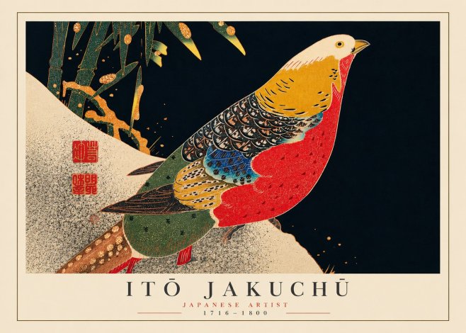 Itō Jakuchū Golden Pheasant and Bamboo No5 - Affiche