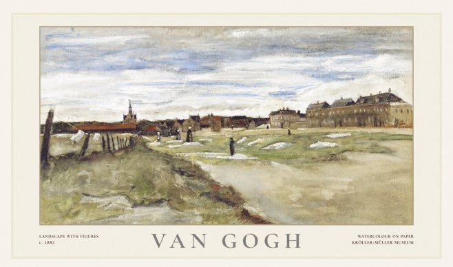 Van Gogh Landscape with Figures No1 - Affiche