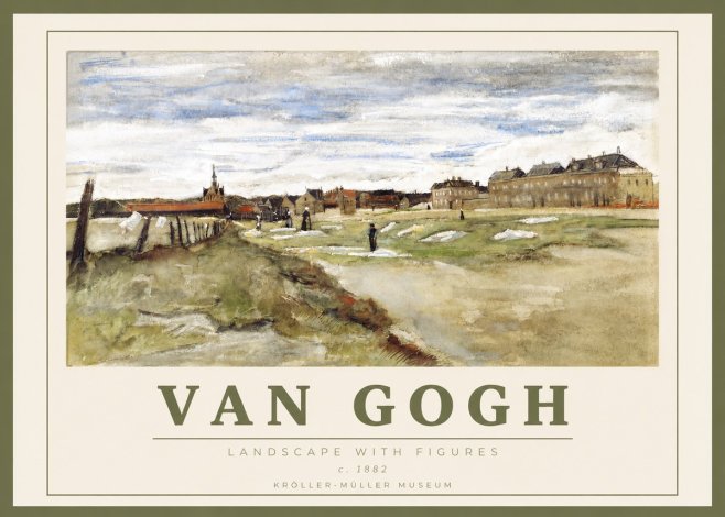 Van Gogh Landscape with Figures No3 - Affiche