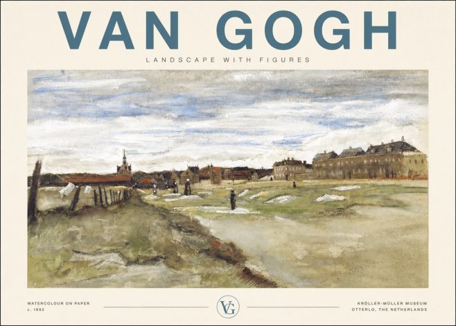 Van Gogh Landscape with Figures No4 - Affiche
