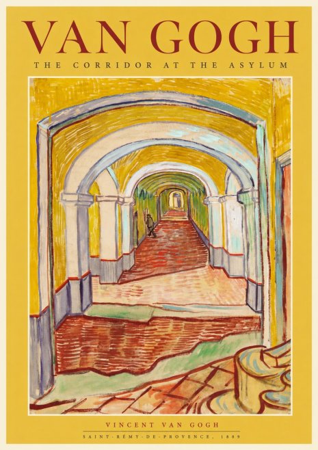 Van Gogh The Corridor at the Asylum No1 - Affiche