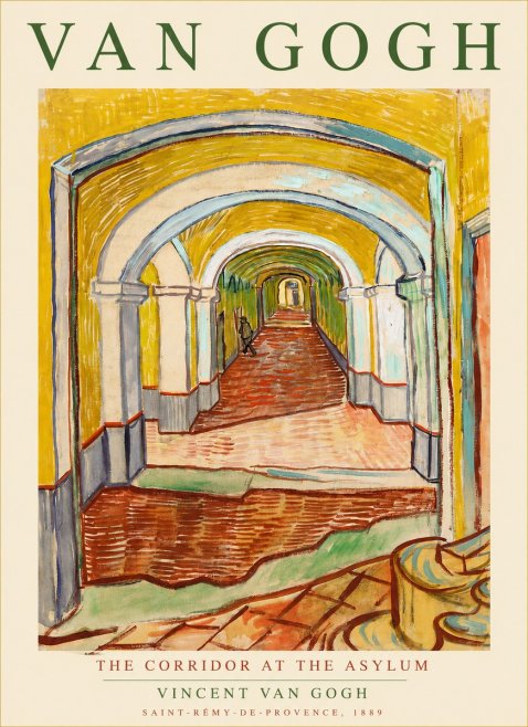 Van Gogh The Corridor at the Asylum No3 - Affiche