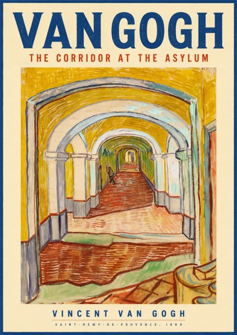 Van Gogh The Corridor at the Asylum No4 - Affiche