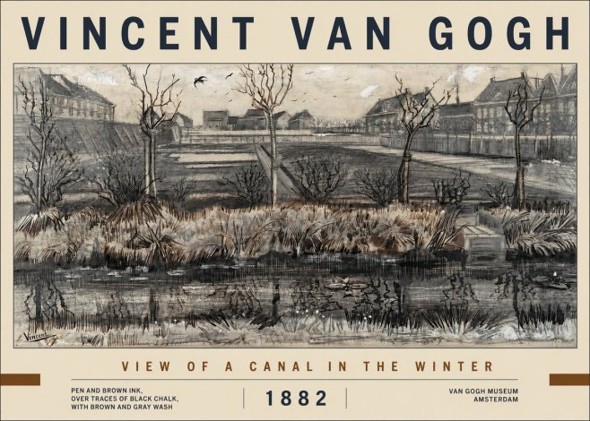 Van Gogh View of a Canal in the Winter No2 - Affiche