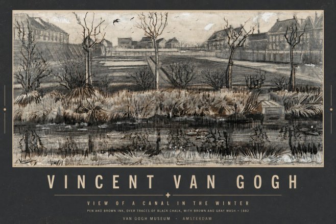 Van Gogh View of a Canal in the Winter No5 - Affiche