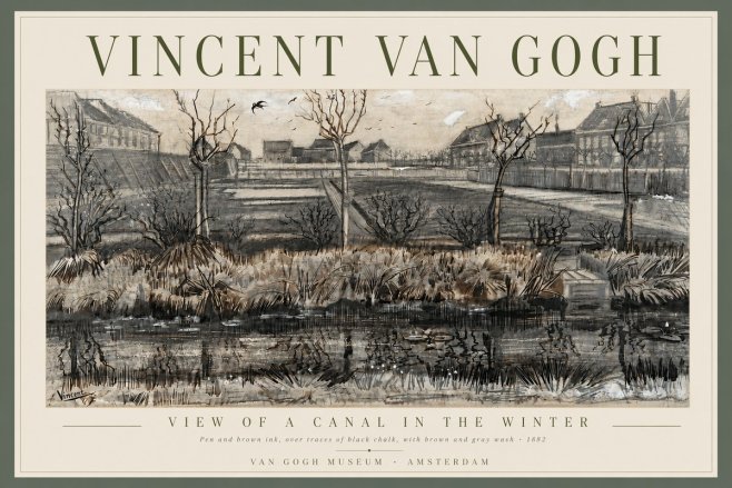 Van Gogh View of a Canal in the Winter No6 - Affiche