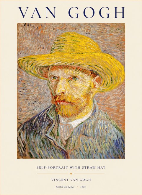 Van Gogh Self-portrait with Straw Hat I No1 - Affiche