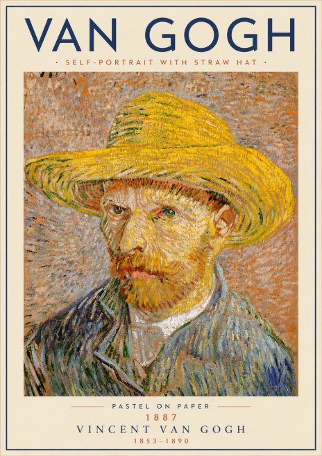 Van Gogh Self-portrait with Straw Hat I No6 - Affiche