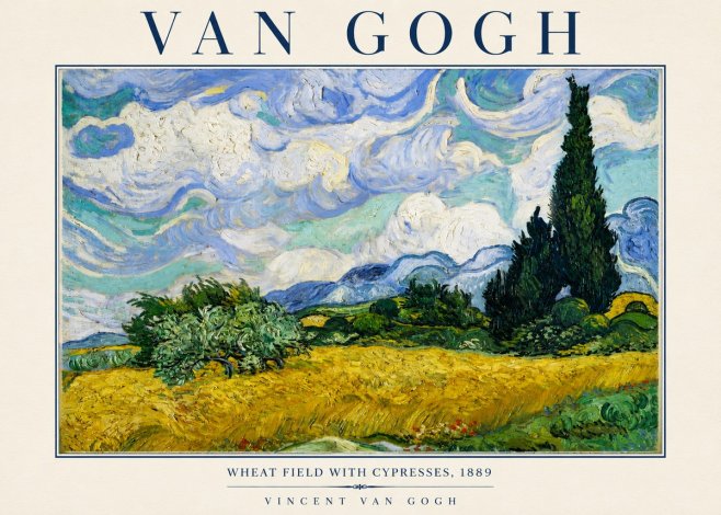 Van Gogh Wheat Field with Cypresses, 1889 No4 - Affiche