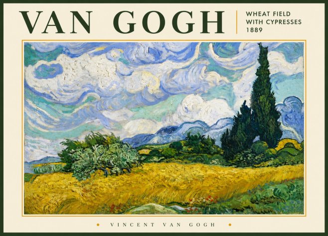 Van Gogh Wheat Field with Cypresses, 1889 No5 - Affiche