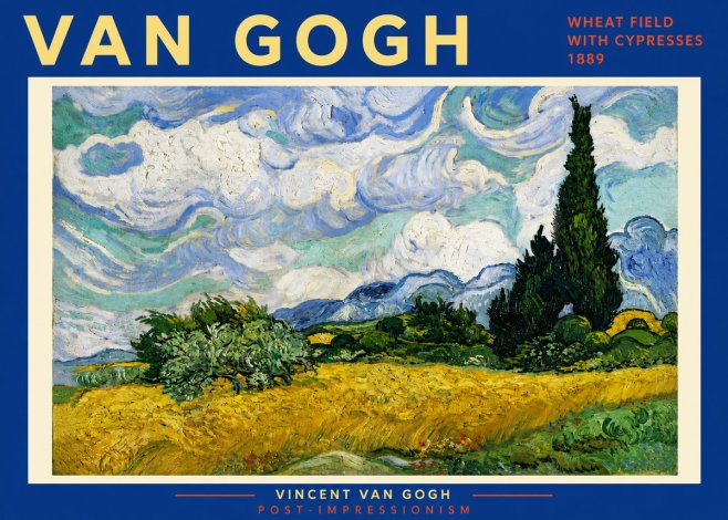 Van Gogh Wheat Field with Cypresses, 1889 No6 - Affiche