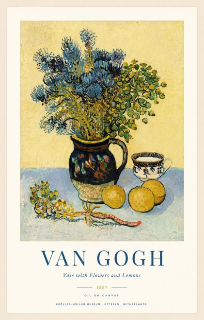 Van Gogh Vase with Flowers and Lemons No1 - Affiche