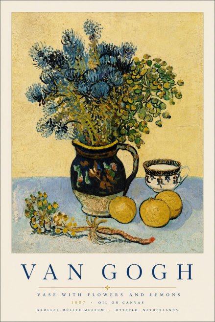 Van Gogh Vase with Flowers and Lemons No4 - Affiche