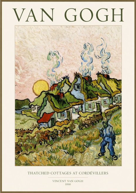 Van Gogh Cottages with Thatched Roofs No2 - Affiche