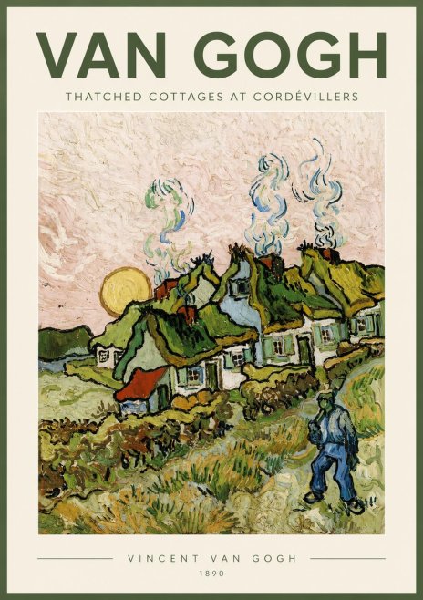 Van Gogh Cottages with Thatched Roofs No4 - Affiche