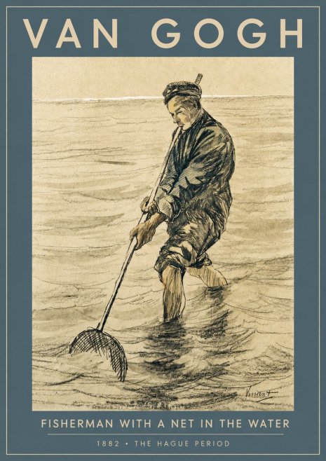 Van Gogh Fisherman with Net No3 - Affiche