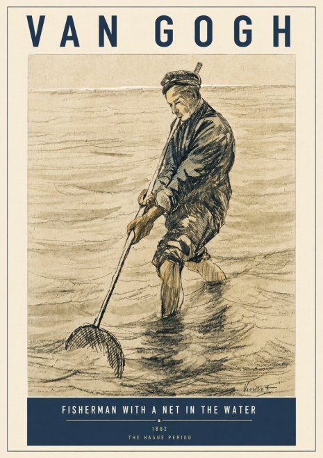 Van Gogh Fisherman with Net No5 - Affiche