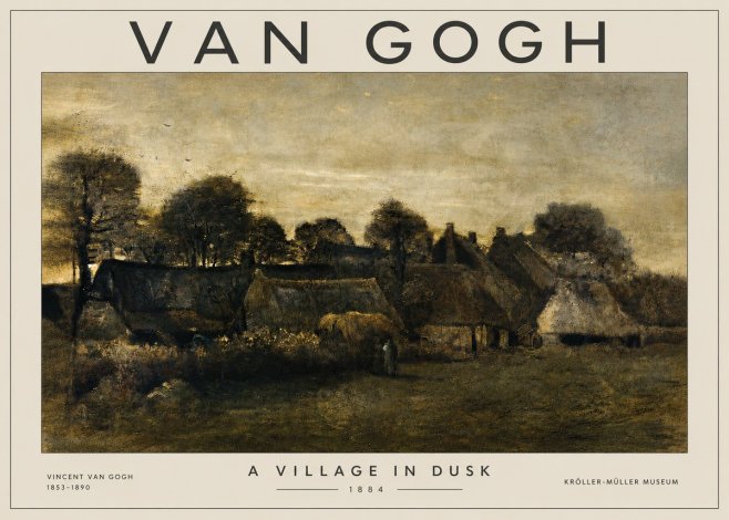 Van Gogh A Village in Dusk No3 - Affiche