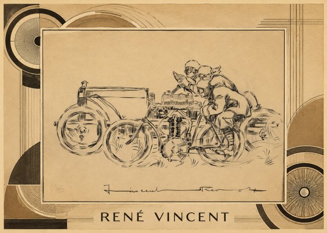 René Vincent Course Automobile No3 - Affiche