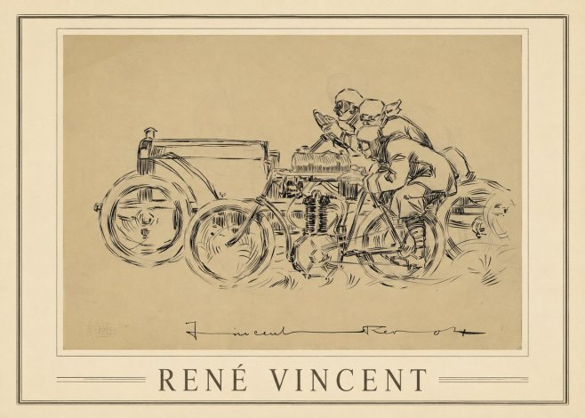 René Vincent Course Automobile No4 - Affiche