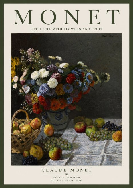 Monet Still Life with Flowers and Fruit No4 - Affiche