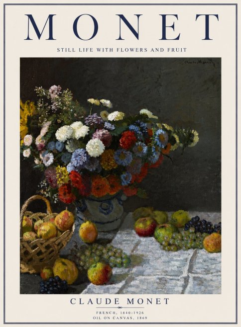 Monet Still Life with Flowers and Fruit No6 - Affiche