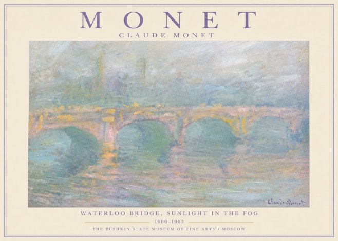Monet Waterloo Bridge, Sunlight in the Fog I No6 - Affiche