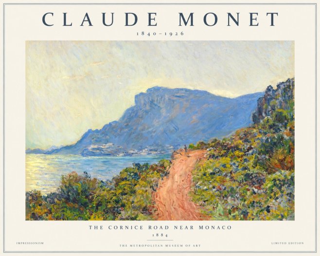 Monet The Cornice Road Near Monaco No1 - Affiche