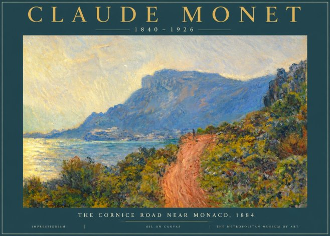 Monet The Cornice Road Near Monaco No4 - Affiche