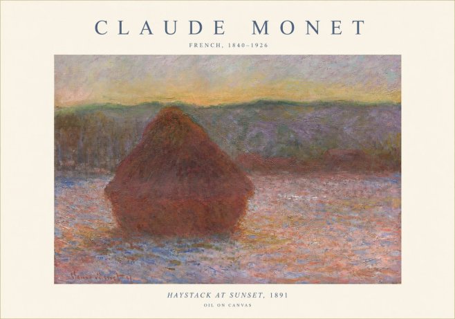 Monet Haystack at Sunset, 1891 No1 - Affiche