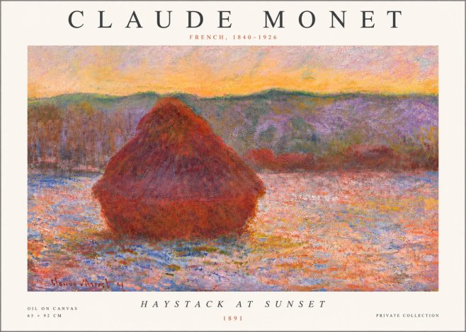 Monet Haystack at Sunset, 1891 No5 - Affiche