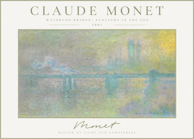 Monet Waterloo Bridge, Sunlight in the Fog II No3 - Affiche