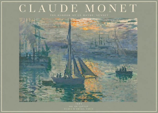 Monet The Harbor at Le Havre, Sunset No3 - Affiche