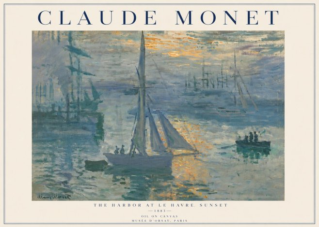 Monet The Harbor at Le Havre, Sunset No4 - Affiche