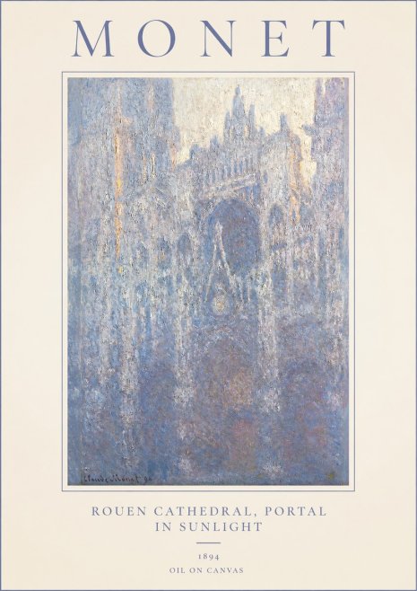 Monet Rouen Cathedral, Portal in Sunlight No1 - Affiche