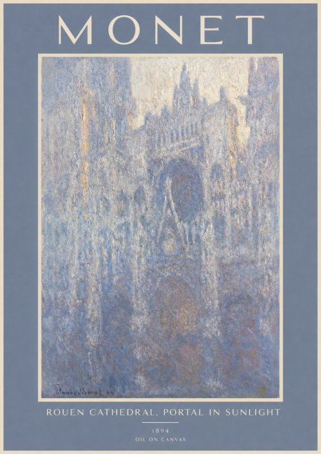 Monet Rouen Cathedral, Portal in Sunlight No2 - Affiche