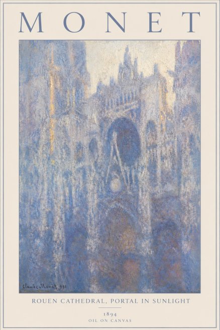 Monet Rouen Cathedral, Portal in Sunlight No6 - Affiche