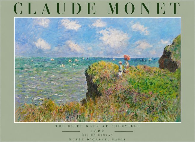 Monet The Cliff Walk at Pourville No3 - Affiche