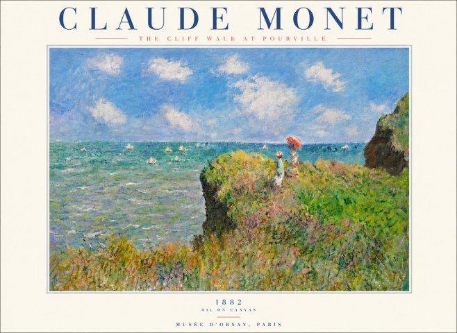 Monet The Cliff Walk at Pourville No5 - Affiche