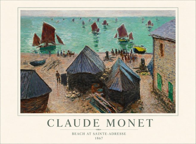 Monet Beach at Sainte-adresse No6 - Affiche