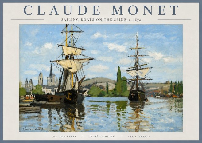 Monet Sailing Boats on the Seine No5 - Affiche