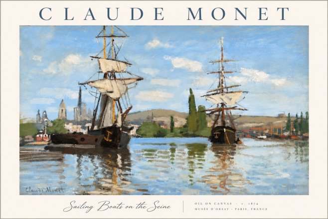 Monet Sailing Boats on the Seine No6 - Affiche