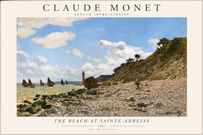Monet The Beach at Sainte-adresse II No1 - Affiche